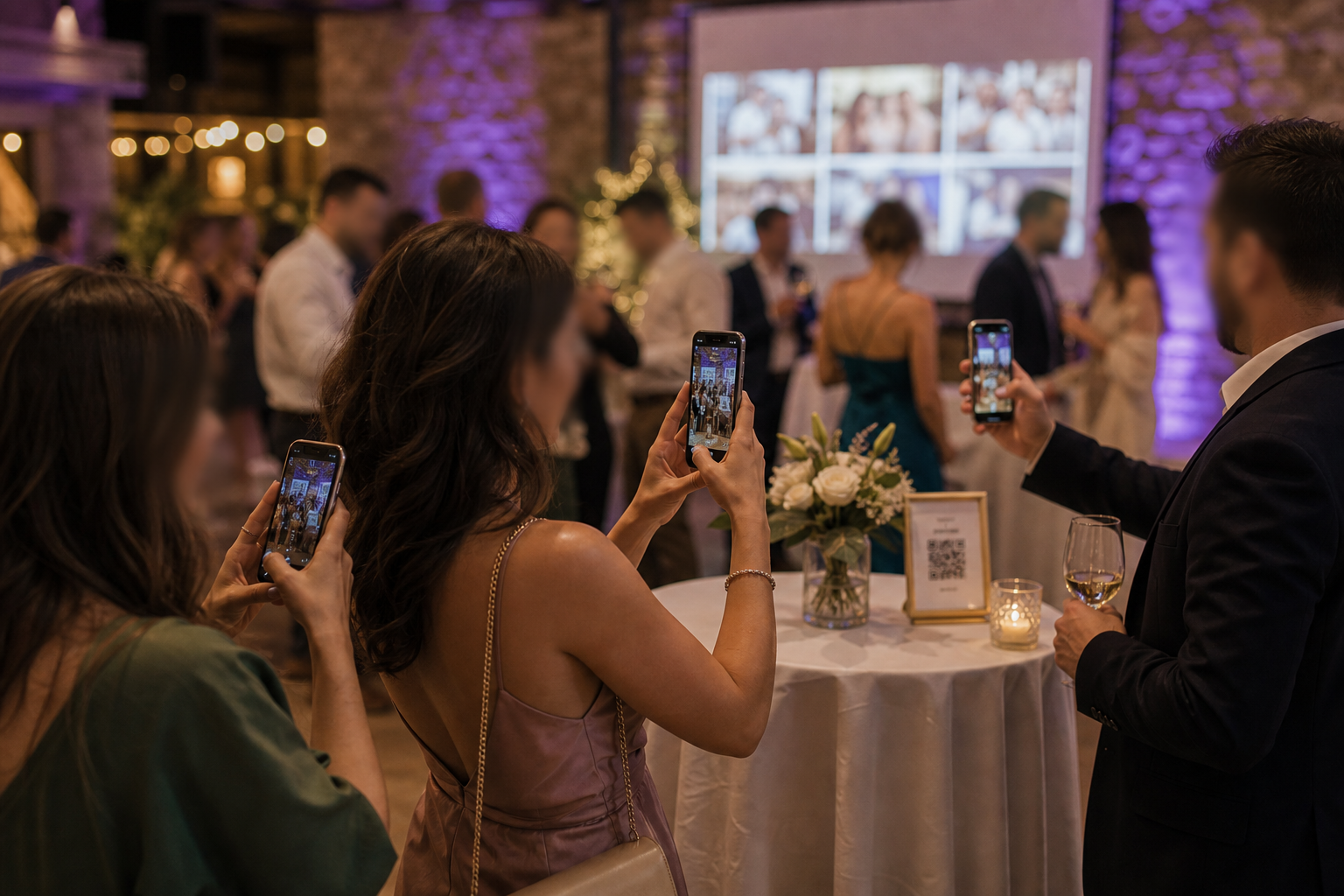 Invités anonymisés envoyant des photos depuis leur téléphone